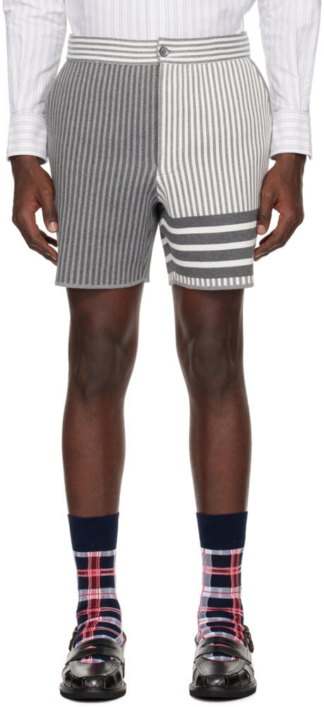 Thom Browne Gray 4-Bar Funmix Shorts Cover