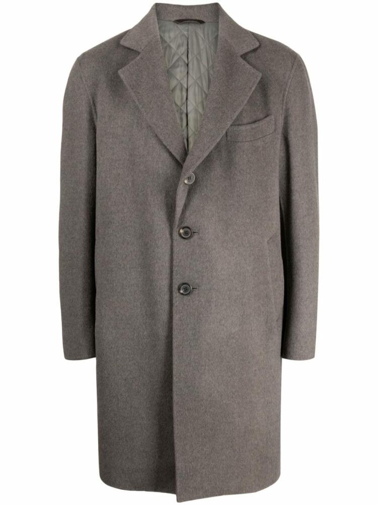 Man On The Boon. brushed mélange single-breasted coat - Brown Cover