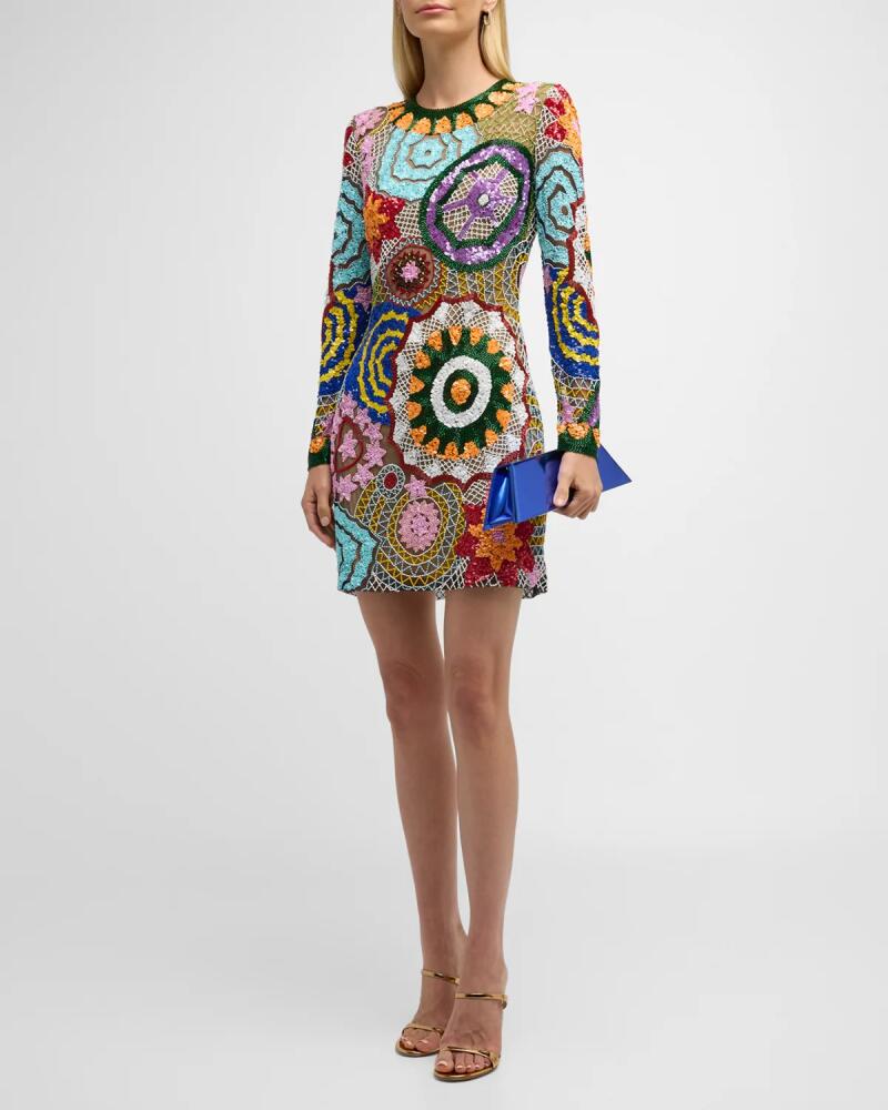 Naeem Khan Embroidered Pattern Beaded Cocktail Dress Cover