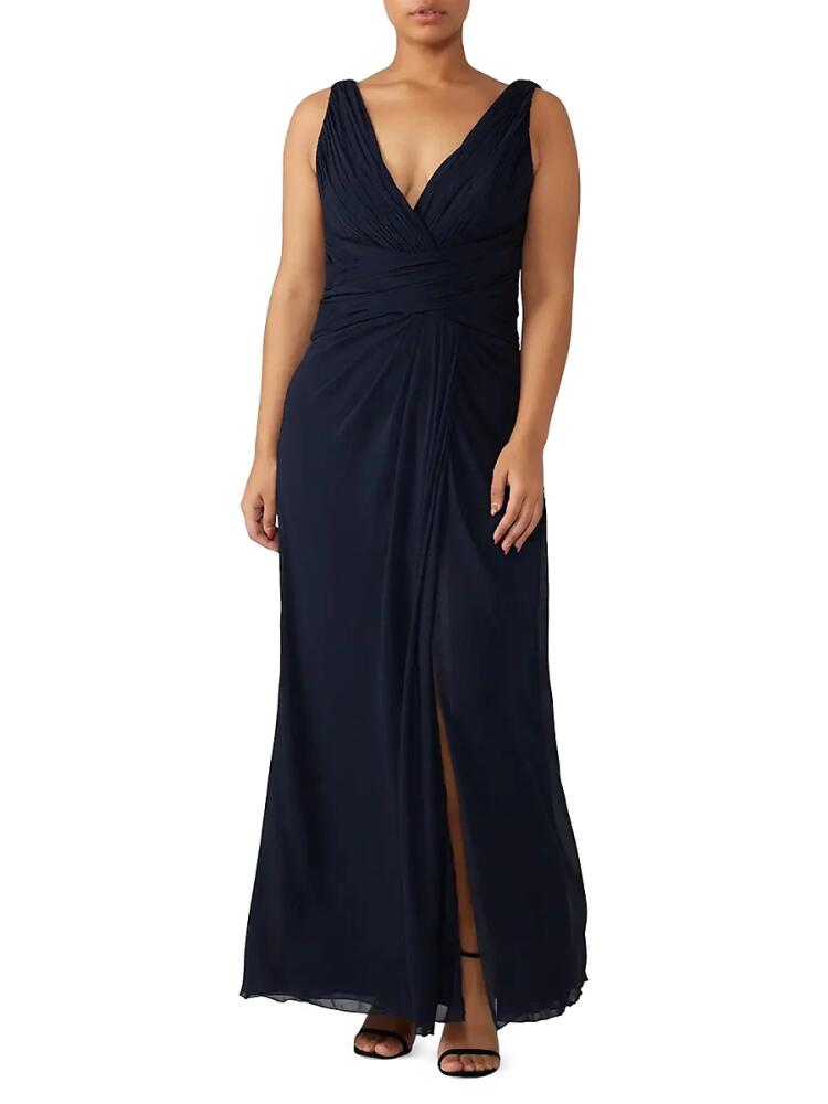 WATTERS Women's Crinkle Chiffon Wrap Gown - Blue Cover