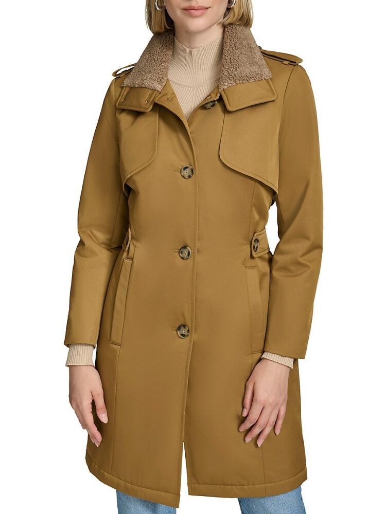 Andrew Marc Women's Teagan Faux Shearling Single-Breasted Trench Coat - Brass Cover