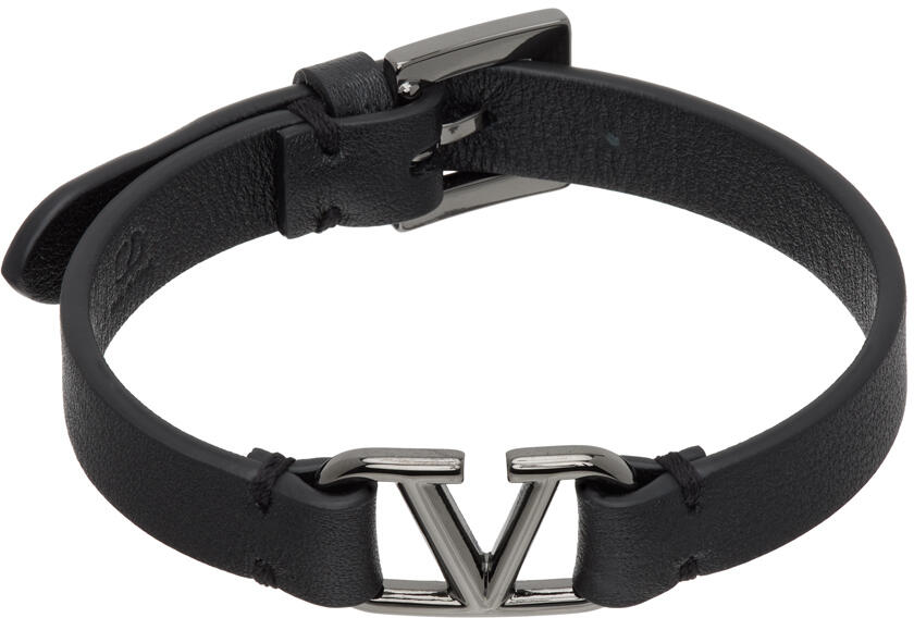 Valentino Garavani Black VLogo Signature Calfskin Bracelet Cover