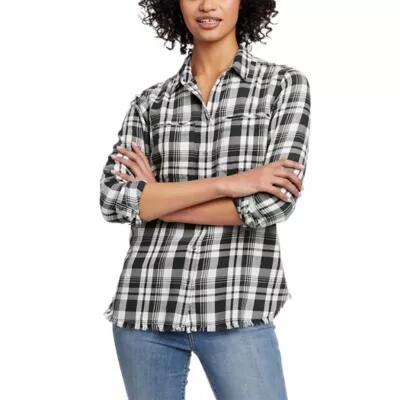 Eddie Bauer Women's Fremont Flannel Frayed Hem Shirt Cover