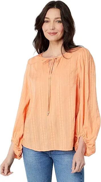 Tommy Hilfiger Puff Sleeve Blouse (Delacroix Dobby/Coral Reef) Women's Clothing Cover