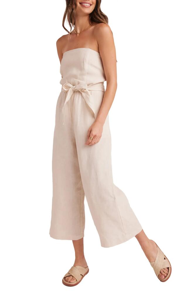 Bella Dahl Strapless Linen Crop Wide Leg Jumpsuit in Samba Tan Cover