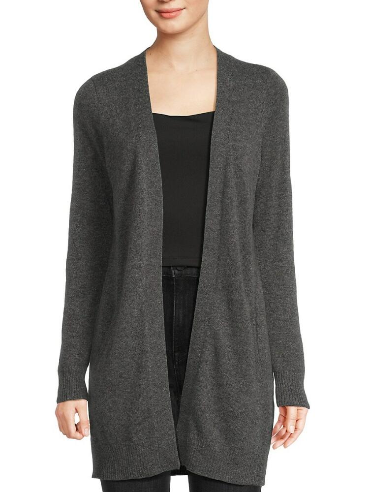 Sofia Cashmere Women's Cashmere Longline Open Front Cardigan - Charcoal Cover