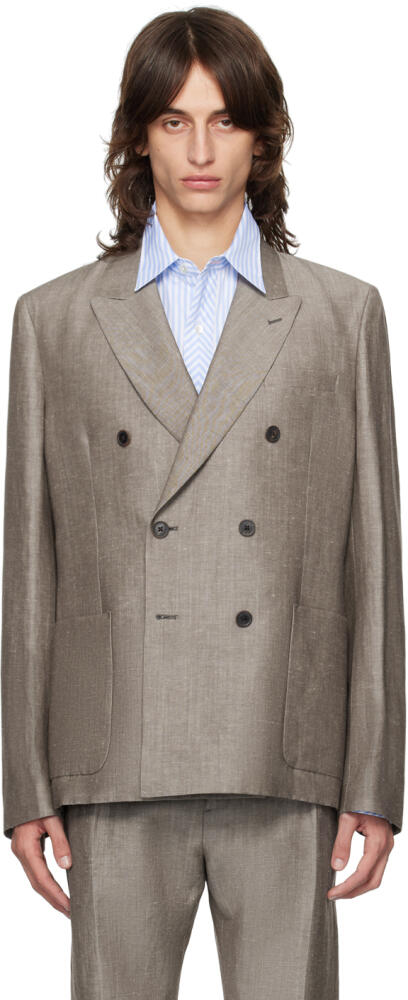 Paul Smith Brown Double-Breasted Blazer Cover