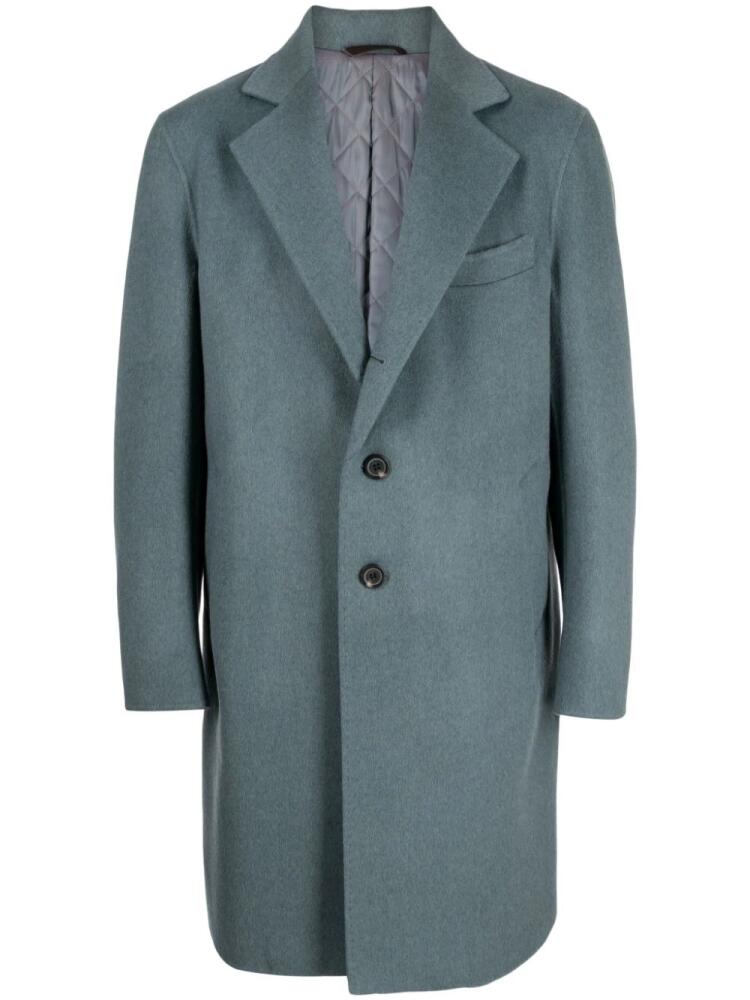 Man On The Boon. brushed mélange single-breasted coat - Blue Cover