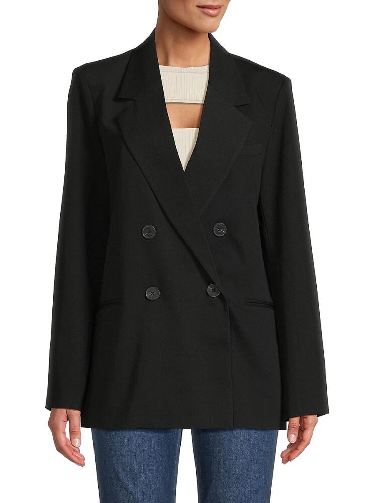 Lea & Viola Women's Relaxed Double Breasted Blazer - Black Cover