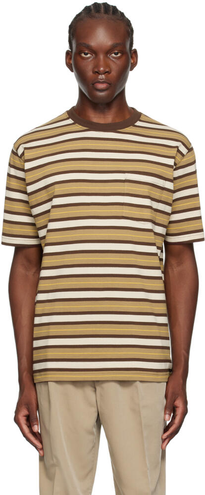 BEAMS PLUS Brown Multi Stripe T-Shirt Cover