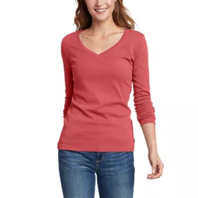 Eddie Bauer Women's Favorite Long-Sleeve V-Neck T-Shirt Cover