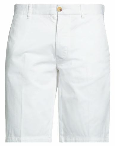 Blauer Man Shorts & Bermuda Shorts White Cotton, Elastane Cover