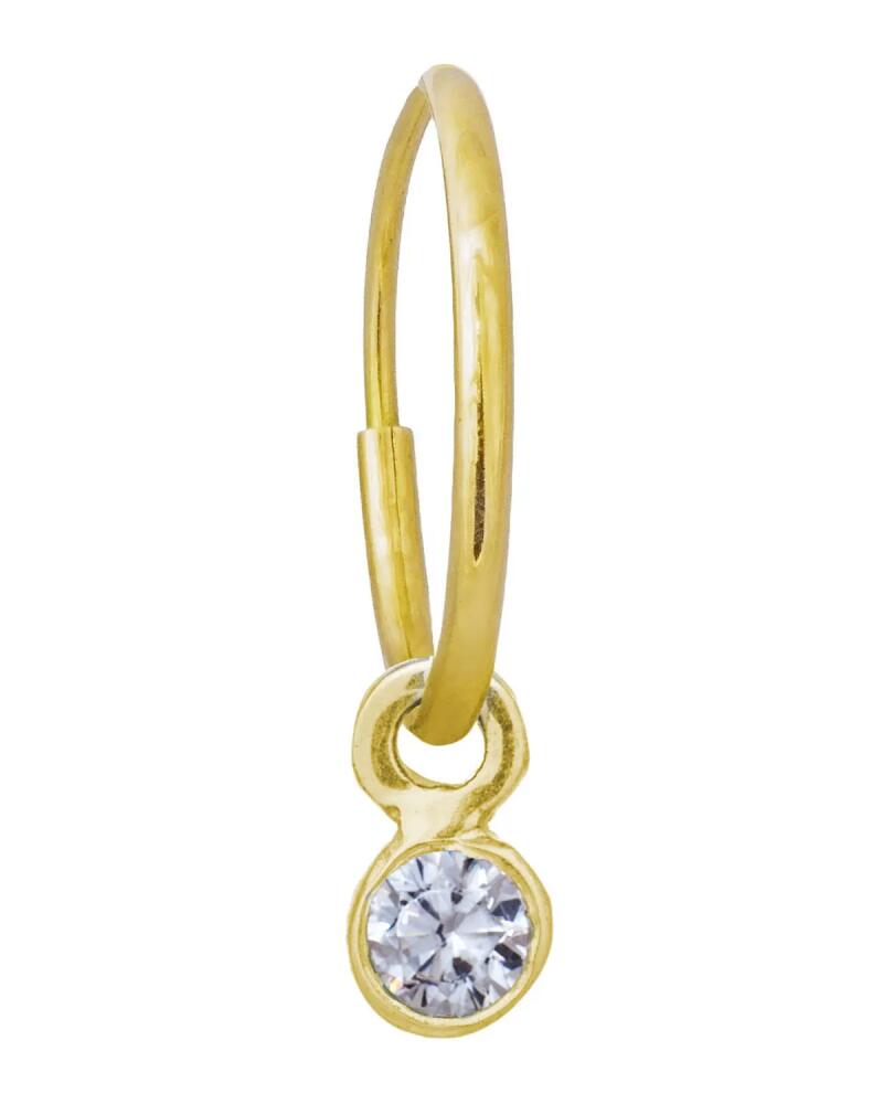 Lee Brevard 3mm Cubic Zirconia Bezel Drop Earring in 18k Gold, Single Cover