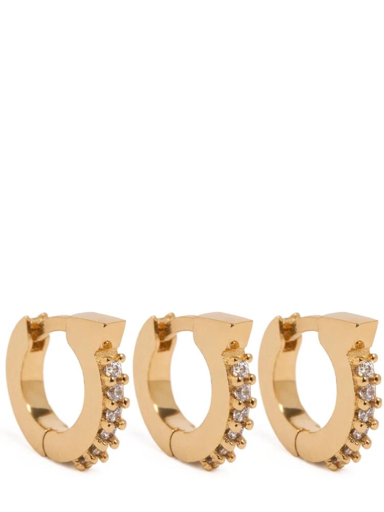 FERRAGAMO Set Of 3 Gancio Crystal Hoop Earrings Cover