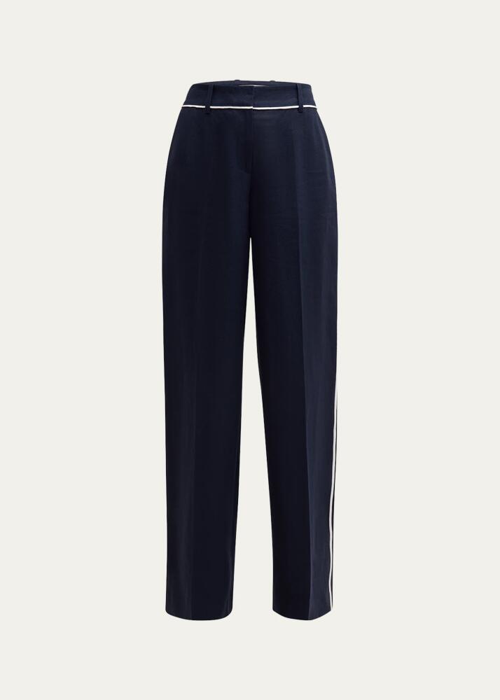 Lafayette 148 New York Sullivan Pleated Contrast-Trim Pants Cover