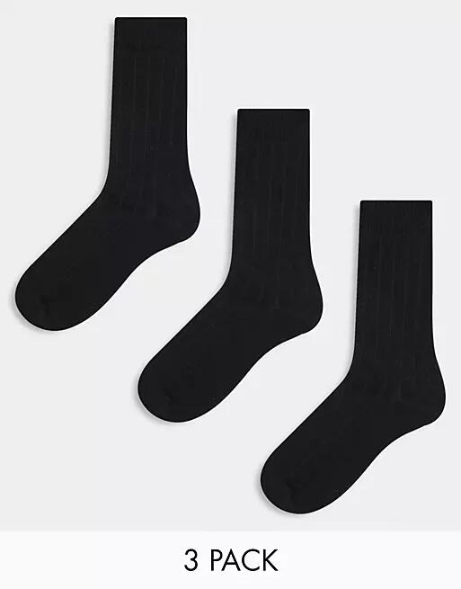 ASOS DESIGN 3 pack rib socks in black Cover