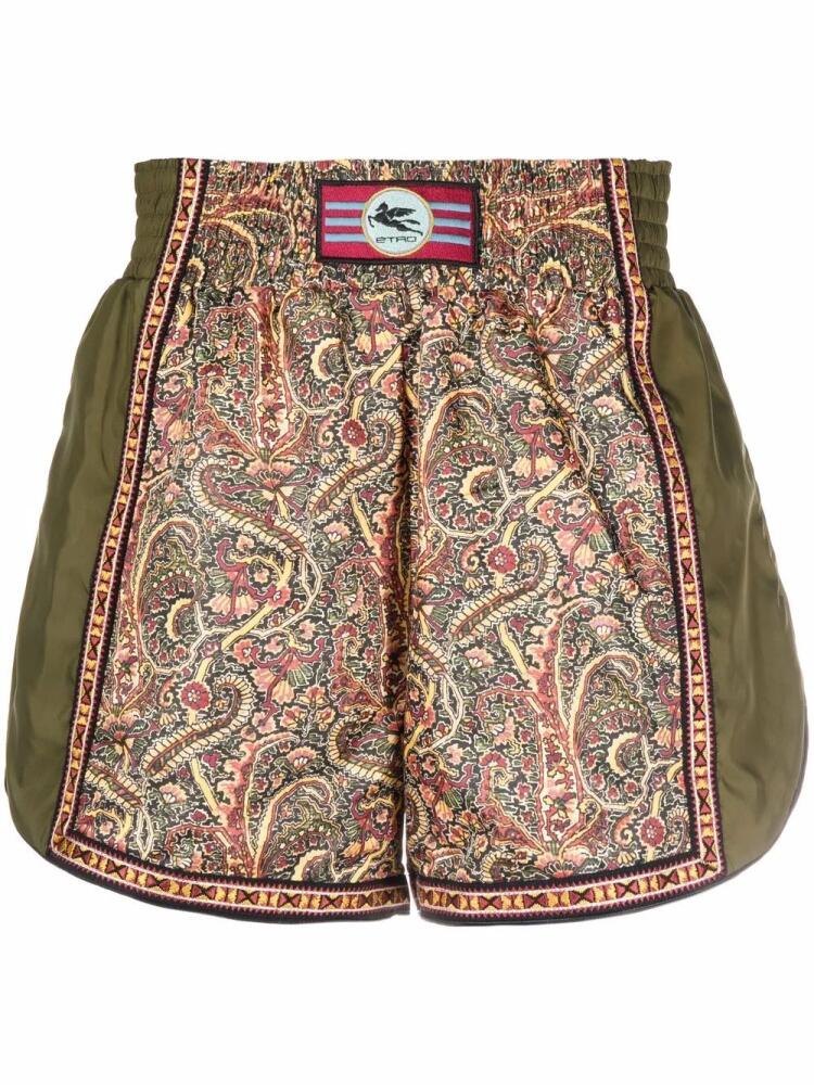 ETRO logo-patch panelled track shorts - Green Cover