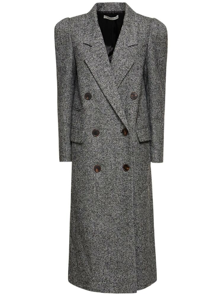 ALESSANDRA RICH Oversize Herringbone Tweed Long Coat Cover