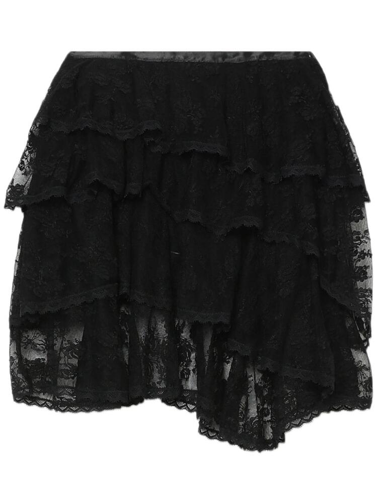 yuhan wang floral-lace asymmetric mini skirt - Black Cover