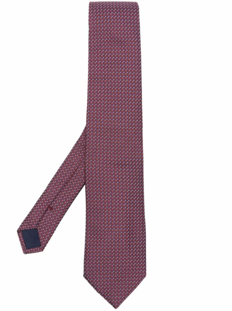 Corneliani geometric-print silk tie - Red Cover