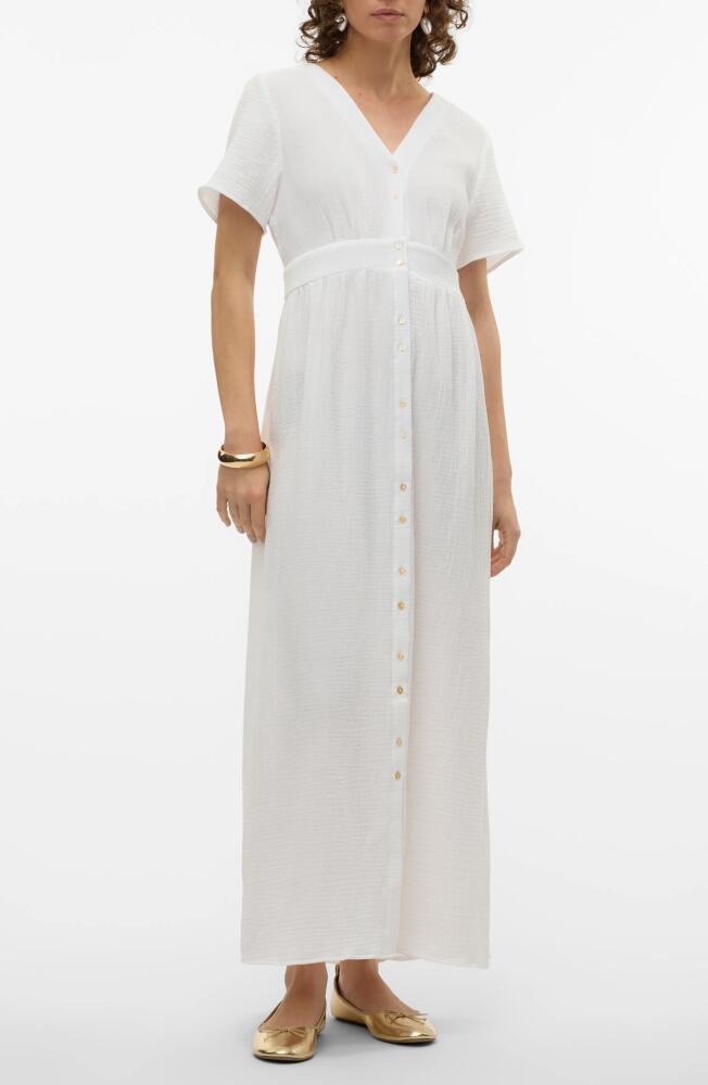 VERO MODA Natali Maxi Shirtdress in Snow White Cover