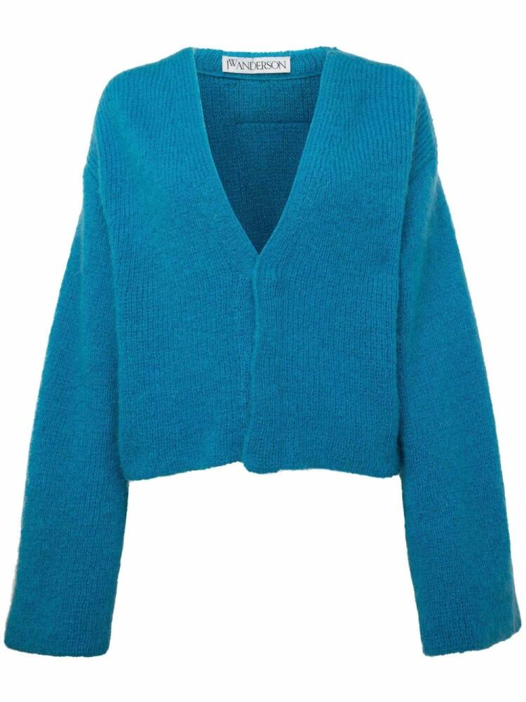 JW Anderson logo-appliqué V-neck cardigan - Blue Cover