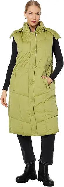 Avec Les Filles Hooded Maxi Puffer Vest (Fern) Women's Clothing Cover