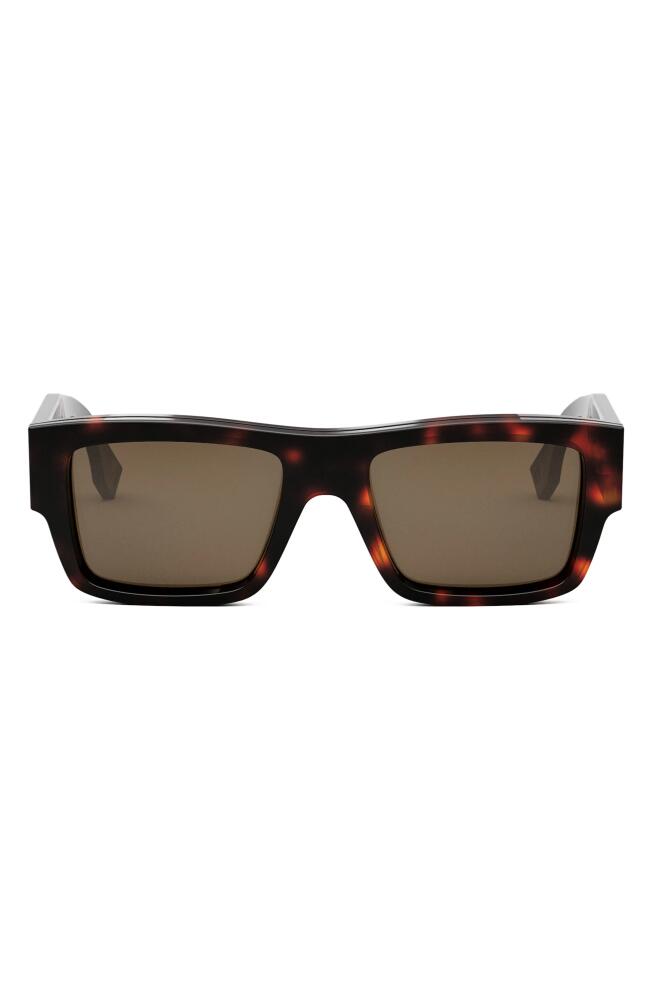 'Fendi Signature 53mm Rectangular Sunglasses in Red Havana /Brown Cover