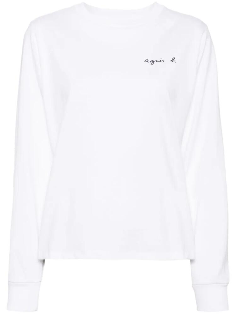 agnès b. logo print long-sleeved t-shirt - White Cover