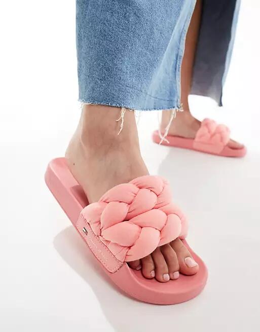 Tommy Jeans braided sliders in pink Cover