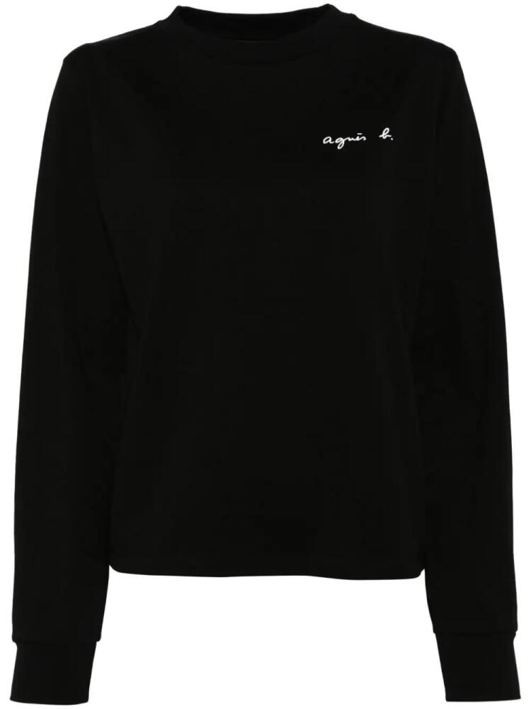 agnès b. logo print long-sleeved t-shirt - Black Cover