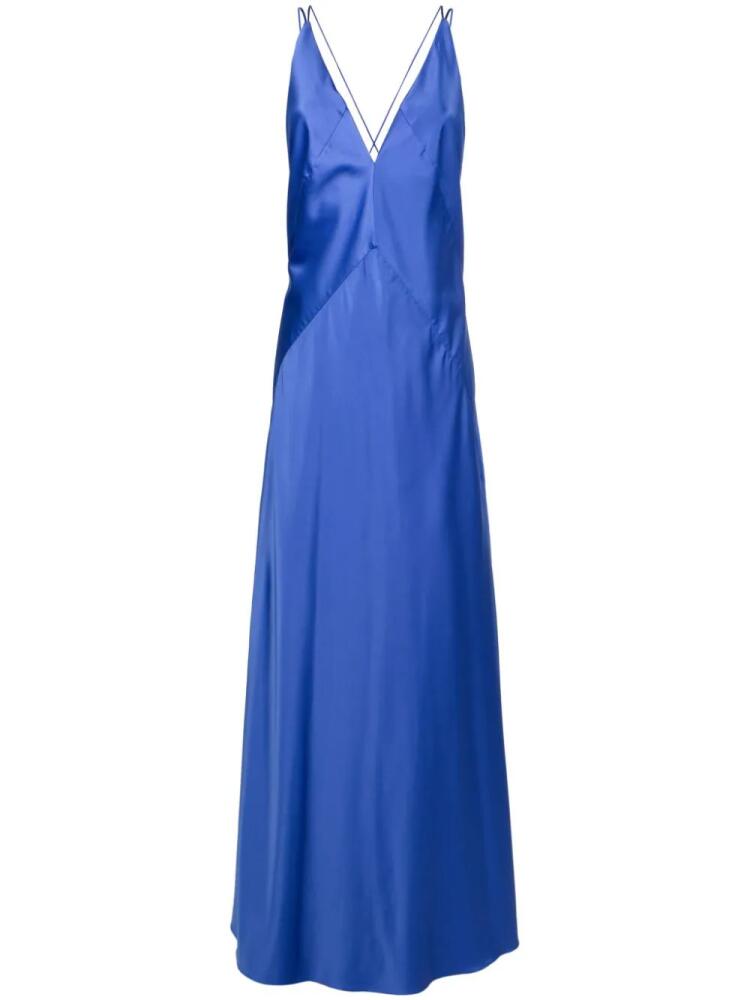 Lethicia Bronstein satin-finish V-neck gown - Blue Cover