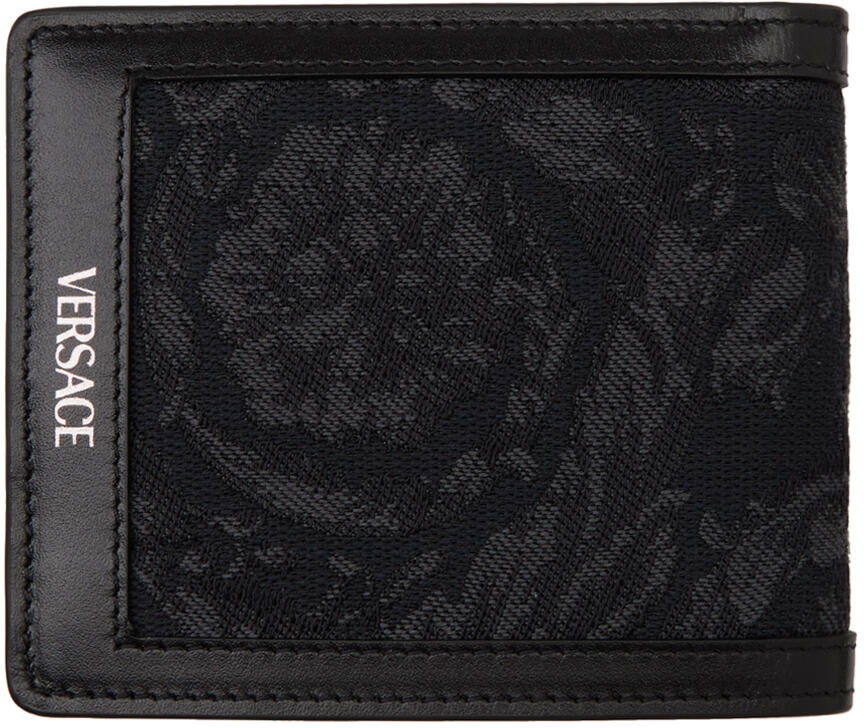 Versace Black Barocco Jacquard Bifold Wallet Cover