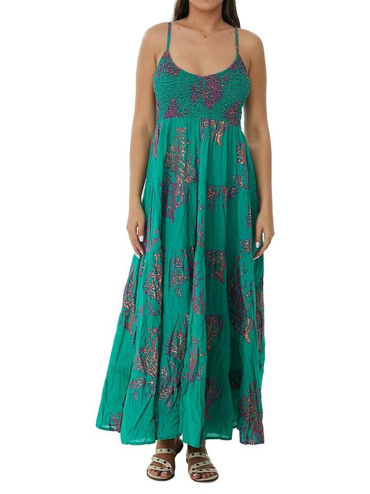 Ranee's Women's Coral Reef Maxi Dress - Green Cover