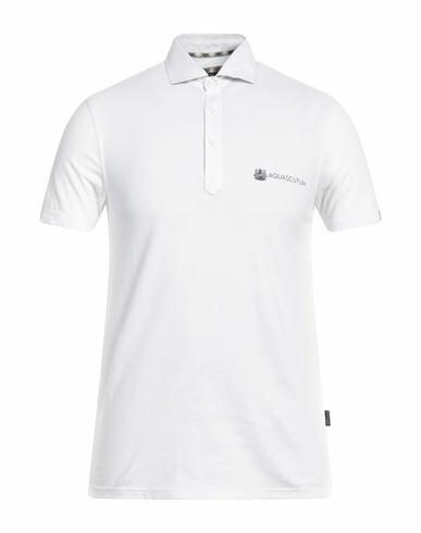 Aquascutum Man Polo shirt White Cotton, Elastane Cover