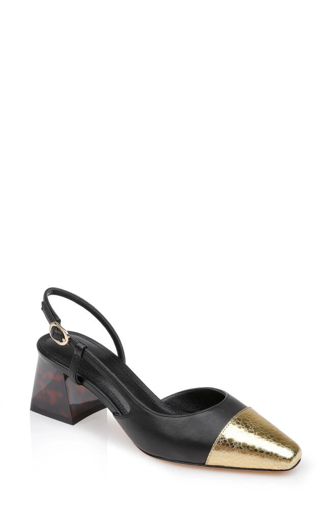 Dee Ocleppo Naples Cap Toe Slingback Pump in Black/Gold Cover