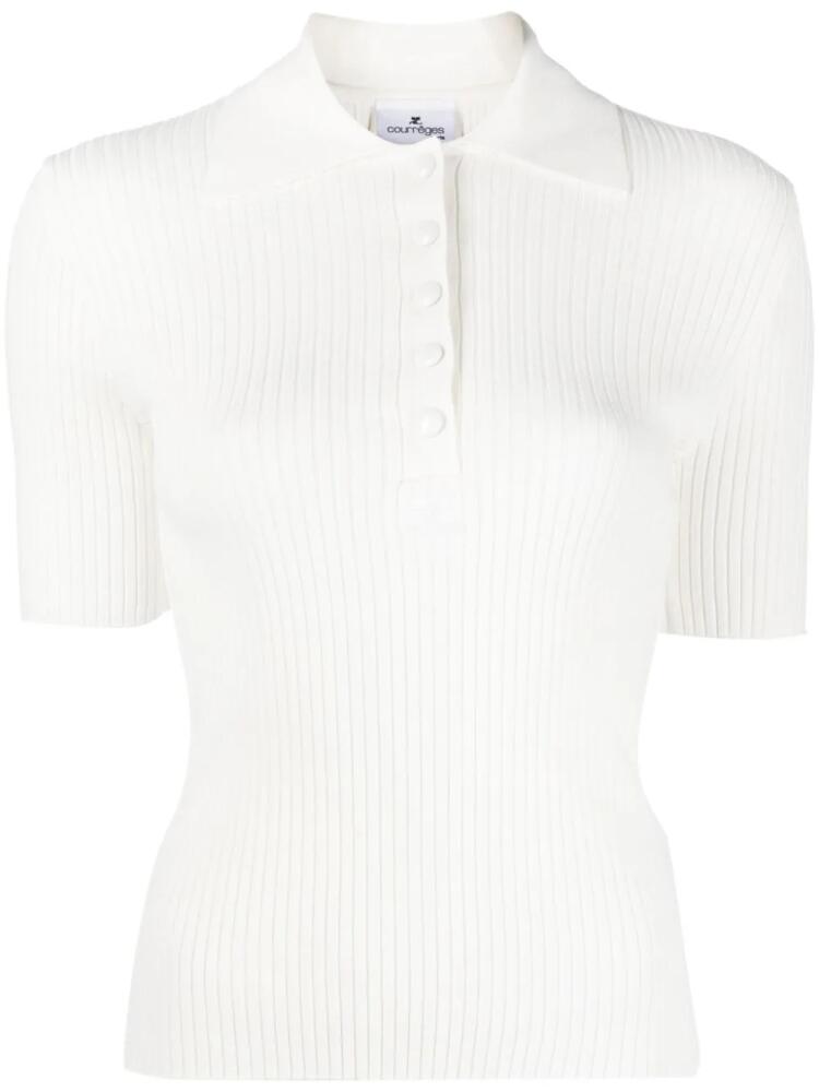 Courrèges ribbed-knit short-sleeve shirt - White Cover