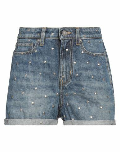 Saint Laurent Woman Denim shorts Blue Cotton, Brass, Calfskin Cover