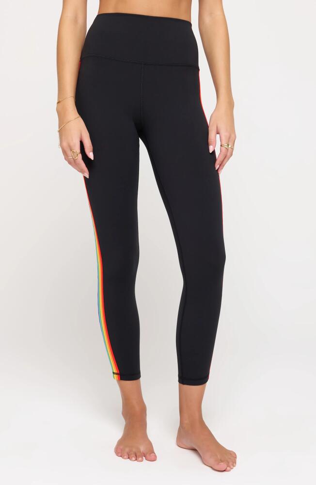 Spiritual Gangster Ada Rainbow Stripe High Waist Dream Tech Jersey 7/8 Leggings in Black Cover