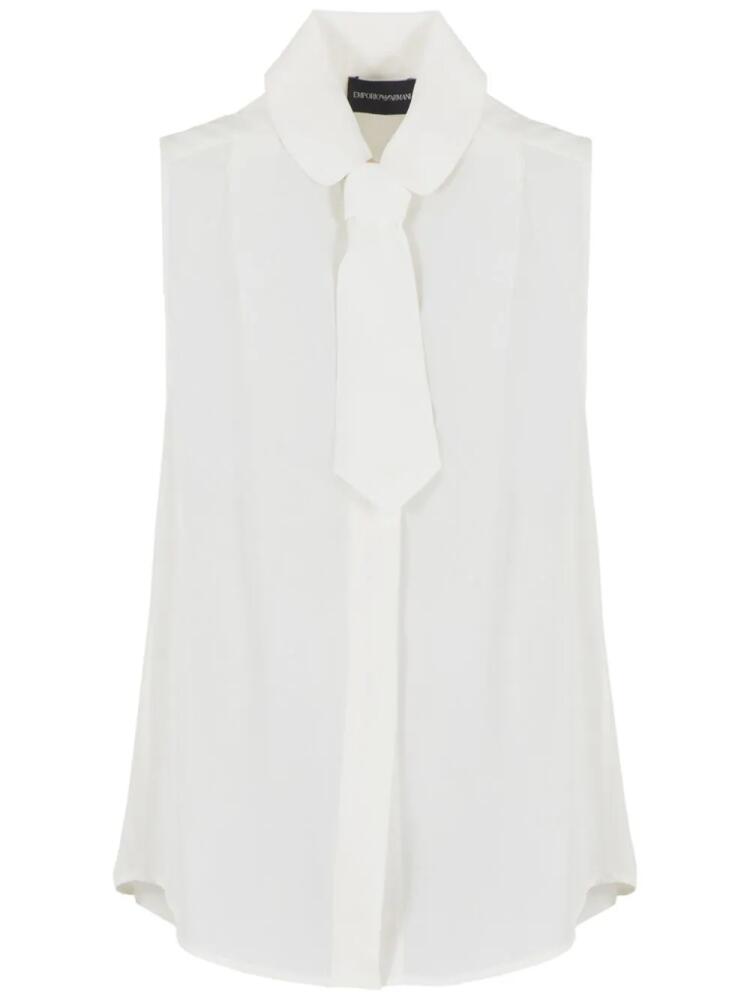 Emporio Armani tie-detail sleeveless blouse - White Cover