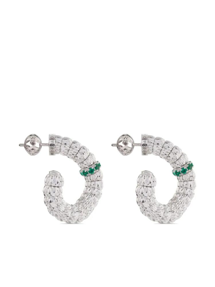 Officina Bernardi 18kt white gold Enigma emerald hoop earrings - Silver Cover