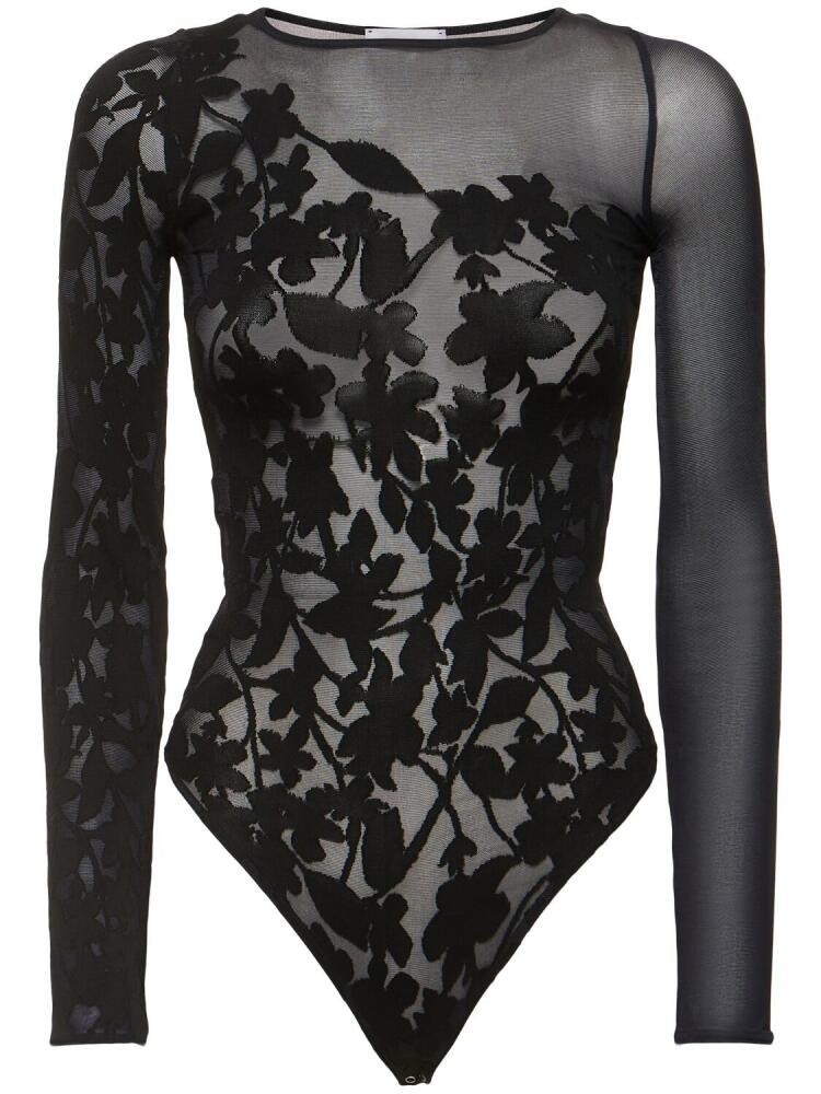 WOLFORD Graphic Flower Sheer Bodysuit Cover