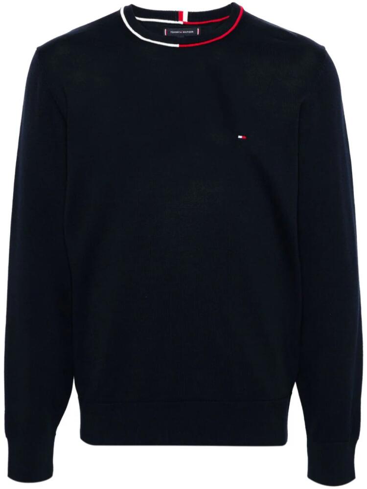 Tommy Hilfiger embroidered-logo fine-knit jumper - Blue Cover