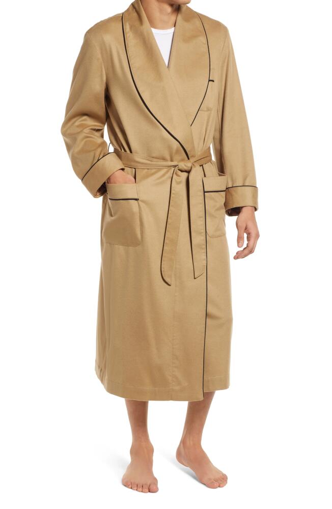 Majestic International Woven Cashmere Robe in Cashew W/Black Braid Cover