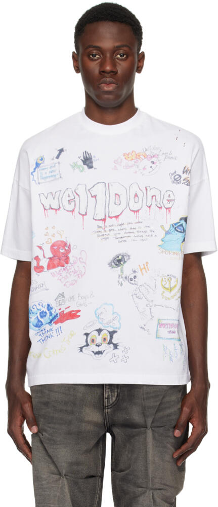 We11done White Doodle T-Shirt Cover