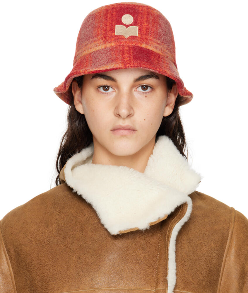 Isabel Marant Red & Orange Haley Bucket Hat Cover