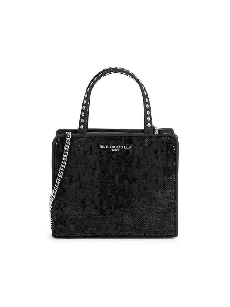 Karl Lagerfeld Paris Women's Mini Maybelle Sequin Top Handle Bag - Black Cover