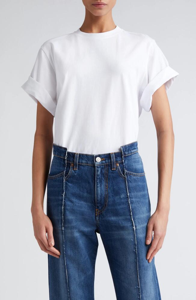 Victoria Beckham Relaxed Fit Cuffed T-Shirt in White Cover