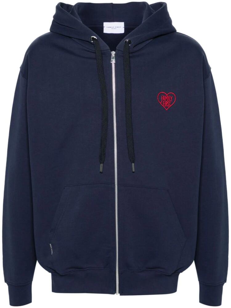 Family First logo-embroidered cotton hoodie - Blue Cover