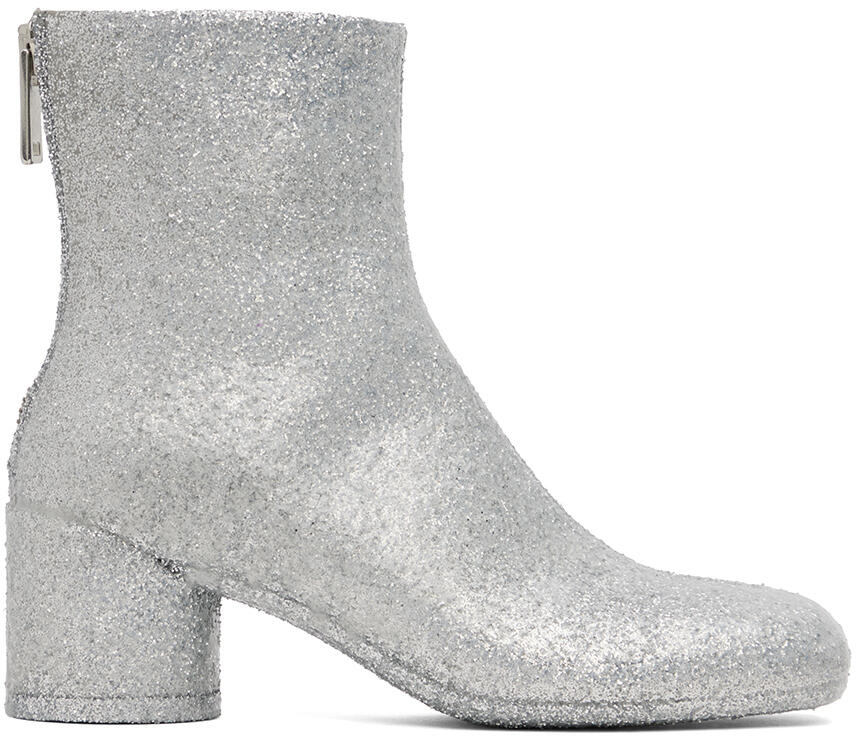 MM6 Maison Margiela Silver Glitter Boots Cover